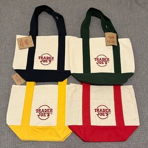 Trader Joe’s Mini Canvas Tote Set | Sold Out | Navy Red Yellow Green